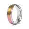 Rainbow Center Polished Edge Stainless Steel Ring | Comfort Fit Rings | Engravable Rings | Wholesale Bulk Rings